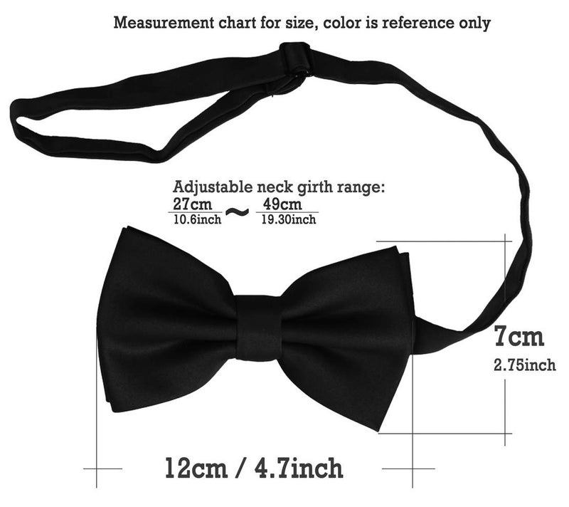 Salutto Tuxedos Girdle Cummerbund Bow Tie Pocket Square Handkerchief Set Formal Solid Color Black - Image 2
